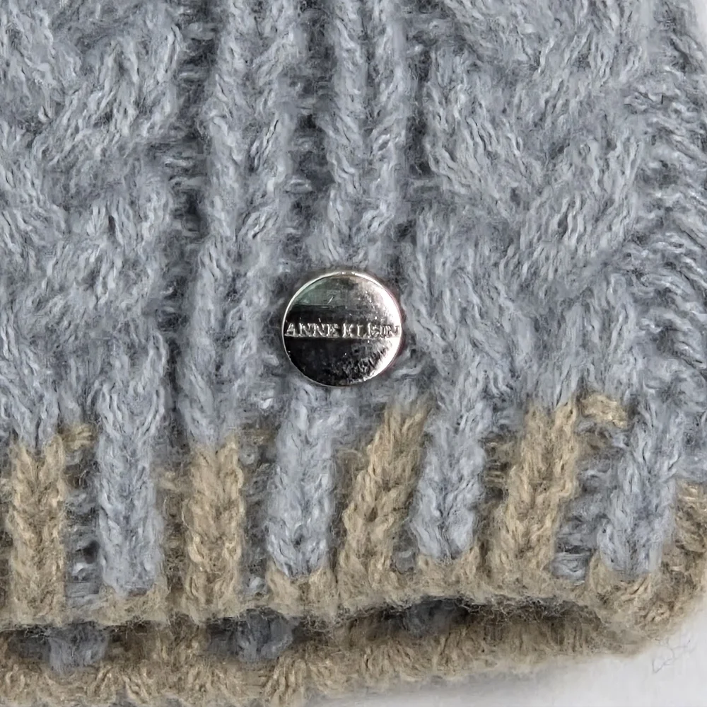 NWT Anne Klein Women's Lined Gray Cable Beanie Hat